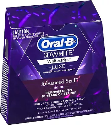$29.99 • Buy Oral B 3D White Luxe Advanced Seal Teeth Whitening White Strips 14 Pack BRANDNEW