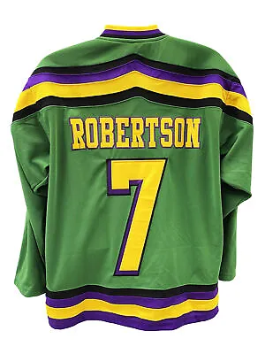 Dwayne Robertson 7 Ducks Hockey Jersey Embroidered Costume Mighty Movie Uniform • $38.07