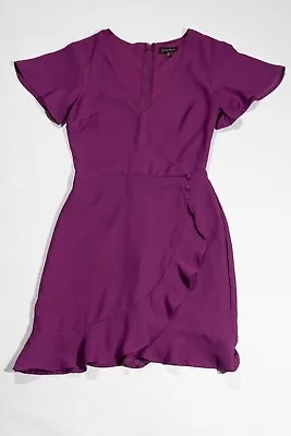 Jodi Kristopher Woman's Extra Small Mardi Gras Purple V-neck Faux Wrap Dress • $10