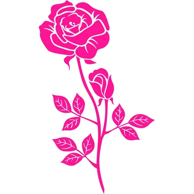£12.10 • Buy Single Rose And Bud Flower Floral Matt Vinyl Wall Art Sticker Cupboard Decal