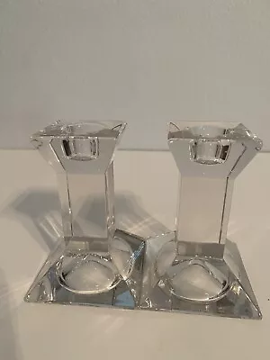 Villeroy & Boch Lead Crystal Candlestick Holders  4 Inch Art Deco Set Of Two • $20