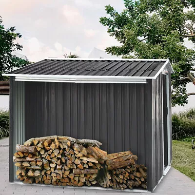 6*8ft Outdoor Garden Gabled Roof Wood Storage House Galvanized Steel Shed Uk • £329.95