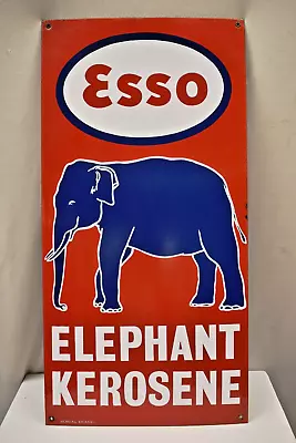 Vintage Esso Elephant Kerosene Sign Board Porcelain Enamel Gasoline Pump Oil 163 • $389.22