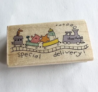 Special Delivery BABY Announcement TRAIN RUBBER STAMP UPTOWN E23024 David Walker • $11.99