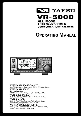 Yaesu VR-5000 Receiver Instruction Manual Operating Guide Coil Bound • $17.95