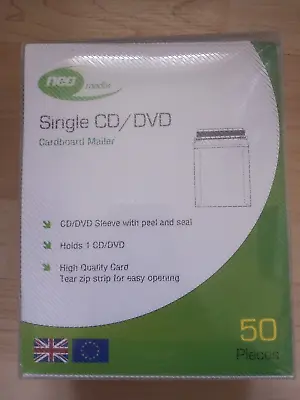 50 X Neo Media CD DVD Card Sleeve Mailer Envelopes With Peel And Seal New • £7.50