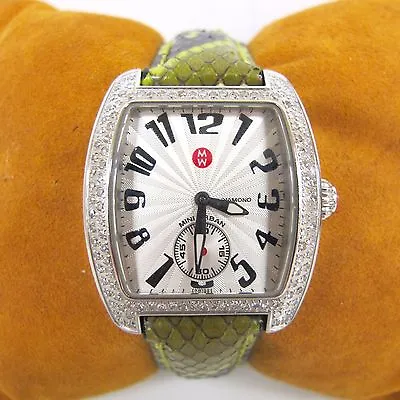 .60 Cttw DIAMONDS MICHELE Mini Urban MW02A01 PYTHON Leather Watch 29MM • $862.50
