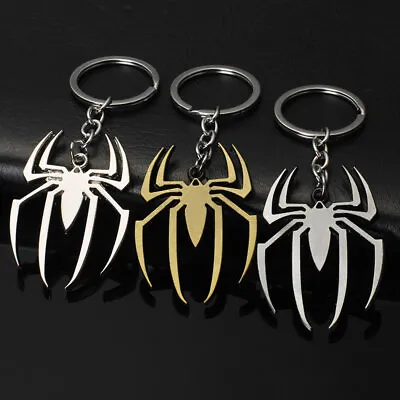 Cool Spider Logo Keyring Charm Key Ring Metal Car Keychain Backpack Accessories • £4.62