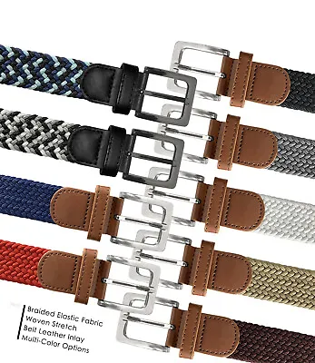 7001G Women's Stretch Belt Braided Elastic Woven Canvas Fabric Belt 1-3/8 (35mm) • $13.95