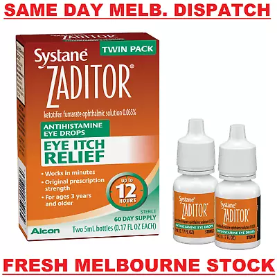 Systane Zaditor Eye Itch Relief - Allergy Eye Drops + Antihistamine 2 X 5mL 2PK • $59.95