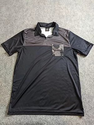 OAKLEY Mens (L)  Black & Gray Camo Pocket Polo Golf SHIRT  • $9.10