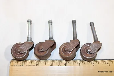 Antique Victorian Era 4 Vintage Metal Caster Furniture Wheels B2-5 • $17.99