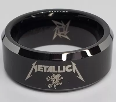 Metallica Ring Size 6.5 Metallica Logo Ring Black & Silver Wedding Band • $88.88