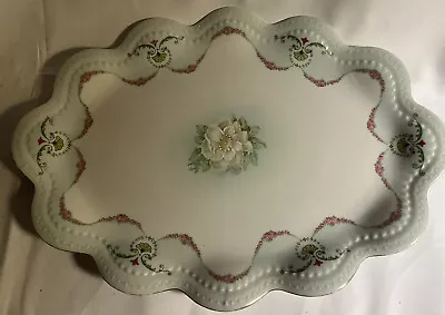 MZ Austria Habsburg Porcelain Plate Pink Roses Scalloped Edges Hand Painted 9 D • $19.77