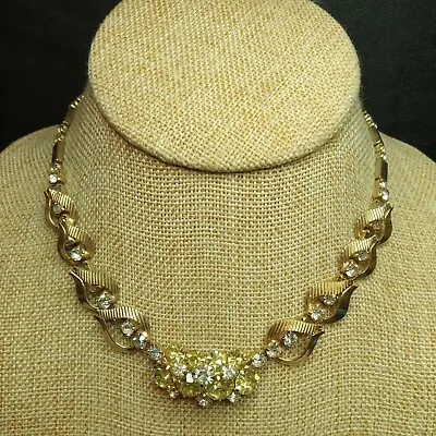 $32.99 • Buy Vintage Jewelry Signed SARAH COVENTRY Citrine Rhinestone Necklace. 4717