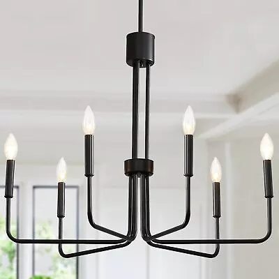 Modern Rustic 6 Light Chandelier Ceiling Fixture Kitchen Candle Pendant Lighting • $61.99