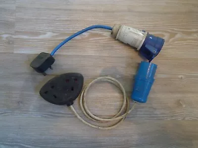 13 AMP Plug To 16 AMP Socket 16   Fly Lead Converter Caravan Camping 13 Double • £11