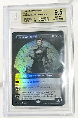 BGS 9.5 Dominaria United Borderless FOIL #373 Liliana Of The Veil W/10 Surface • $149.98