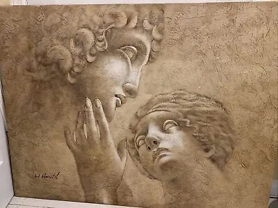 W.HARRIS OIL/CANVAS PAINTING MICHELANGELO'S GREEK GODDESS LOVERS 48 X 36” Signed • $292.50