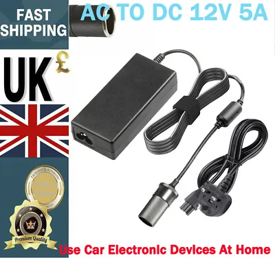 230V AC To DC 12V 5A Car Cigarette Lighter Socket Power Converter Adapter • £9.99