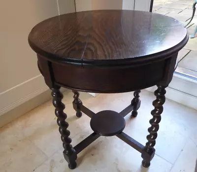 £60 • Buy Victorian Oak Round Drum Table, Barleytwist Legs,  Lamp Side, Repaired