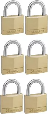 Master Lock 140EURSIX Pack Of 6 Key Padlocks With Brass Body Gold 6 X 4 X 13 • £47.99