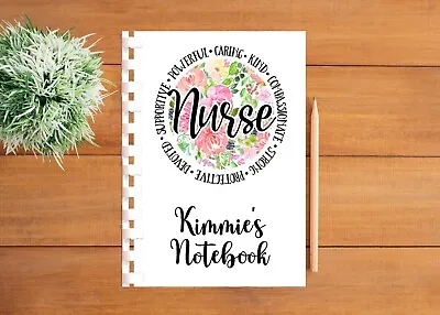 Personalised Notebook Notepad Note Book - Gift - Nurse - Thankful - Floral - 234 • £5.95