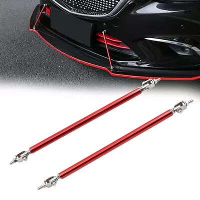 Universal Adjustable Red Bumper Lip Splitter Strut Rod Tie Supports Bar Spoiler • $47.94