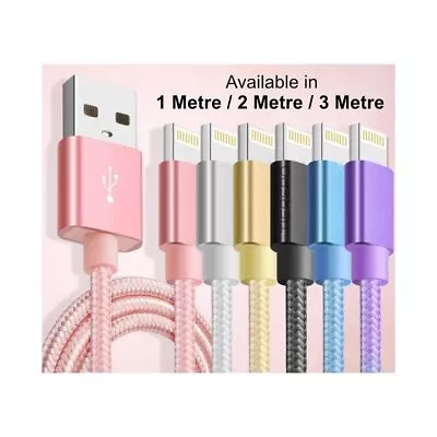 Heavy Duty Braided Long USB Fast Charger Cable Lead For IPhone 14 13 12 11 X 7 8 • £4.17