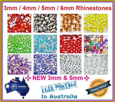 250-500 Acrylic Crystal Rhinestones Non-HotFix Flat Back Nail Art Craft 3mm-6mm • $5.68