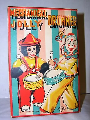 Vintage Mechanical Jolly Drummer Monkey Windup Toy TTT  LHC Japan Original Box  • $75