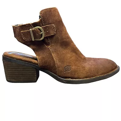 Born Margrit Brown Suede Leather Slingback High Heel Ankle Boot Womens Sz 8.5 M • $44.99