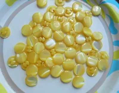 12 Vintage Yellow Dyed Mother Of Pearl Buttons- 7/16 Inch-self Shank-Item# 1-1 • $2.50