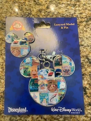 Disneyland Walt Disney World Parks Mickey Ears Lanyard Medal Attractions W/PIN • $39.99