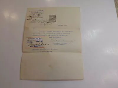 Spanish-American War Letter 1900 Proceed To Navy Yard Norfolk Virginia Naval VTG • $0.01