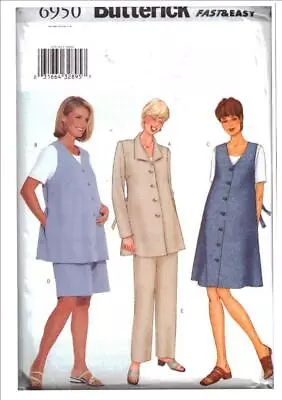 Butterick Pattern 6950 Maternity Wardrobe JACKET SHORTS PANTS TOP DRESS  18-22 • £6.99