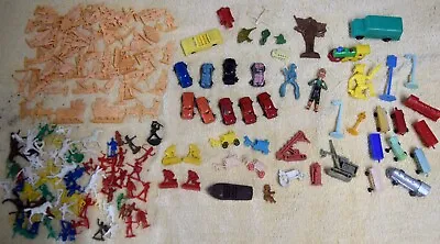 $9.99 • Buy Huge Lot Vtg Plastic Cereal Toys Dancers Cowboys Indians Cars Construction Train