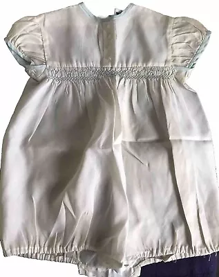 Vintage Boys White Romper Suit With Blue Detail Age 0-6 Months Elasticated Legs • $6.21