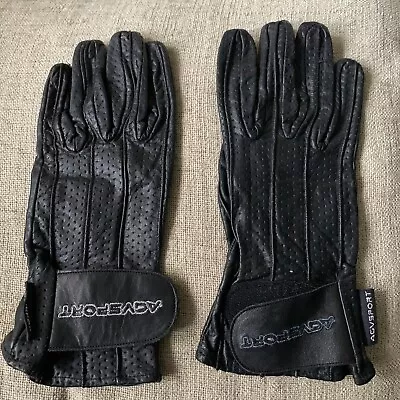 AVGSPORT BLACK PERFORATED LEATHER MOTOCYCLE GLOVES MEN Size S • $15