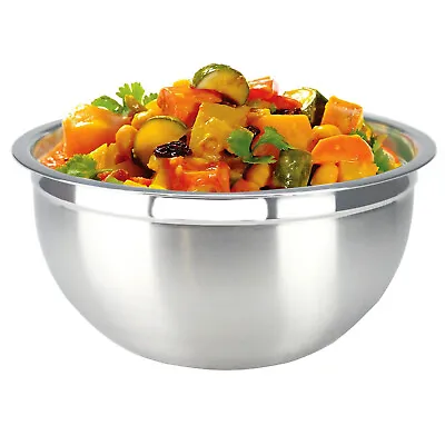 Deep Mixing Bowl Stainless Steel Flat Base Small Medium Large Metal Salad German • £6.99