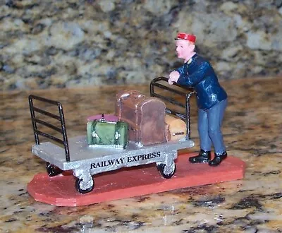 2001 Lemax Baggage Handlers Luggage Cart Christmas Village Porter Figurine 12508 • $26.79