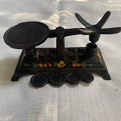 Antique?Vintage Cast Iron Miniature Weight Scale With Flowers • $25