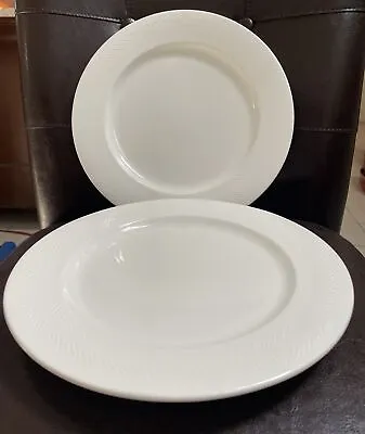 Set Of 4 Villeroy And Boch Dinner Plates Look Hotel Herringbone White 11” • $44.95