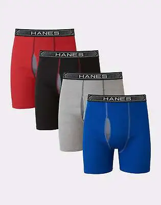 Hanes Men's 4-Pack Boxer Briefs X-Temp Cotton Tag Itch Free FreshIQ Assorted • $20