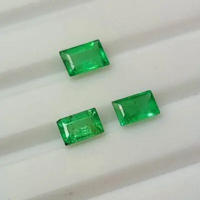 0.46 CT - Natural 3 Zambian Emerald Good Luster Green Gem Octagon Set - 5152 • $12.99