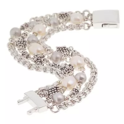 QVC Michael Dawkins Sterling Rondel Cultured Freshwater Pearl 7.5  Bracelet • $323.99