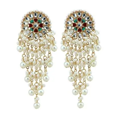 $8.79 • Buy Women Bollywood Ethni Kundan Earrings Pearls Jhumka Jhumki Indian Drop Earrings