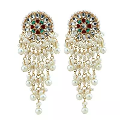 Women Bollywood Ethni Kundan Earrings Pearls Jhumka Jhumki Indian Drop Earrings • $13.86