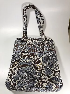 Vera Bradley Perfect Pocket Tote Slate Blooms Brown Blue Floral Purse Retired • $21.98