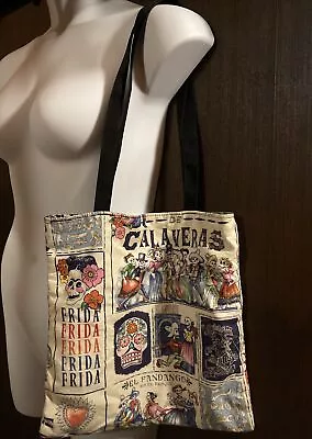 12” Frida De Calaveras Day Of The Dead De Los Muertos Cotton Tote Bag • $21.99